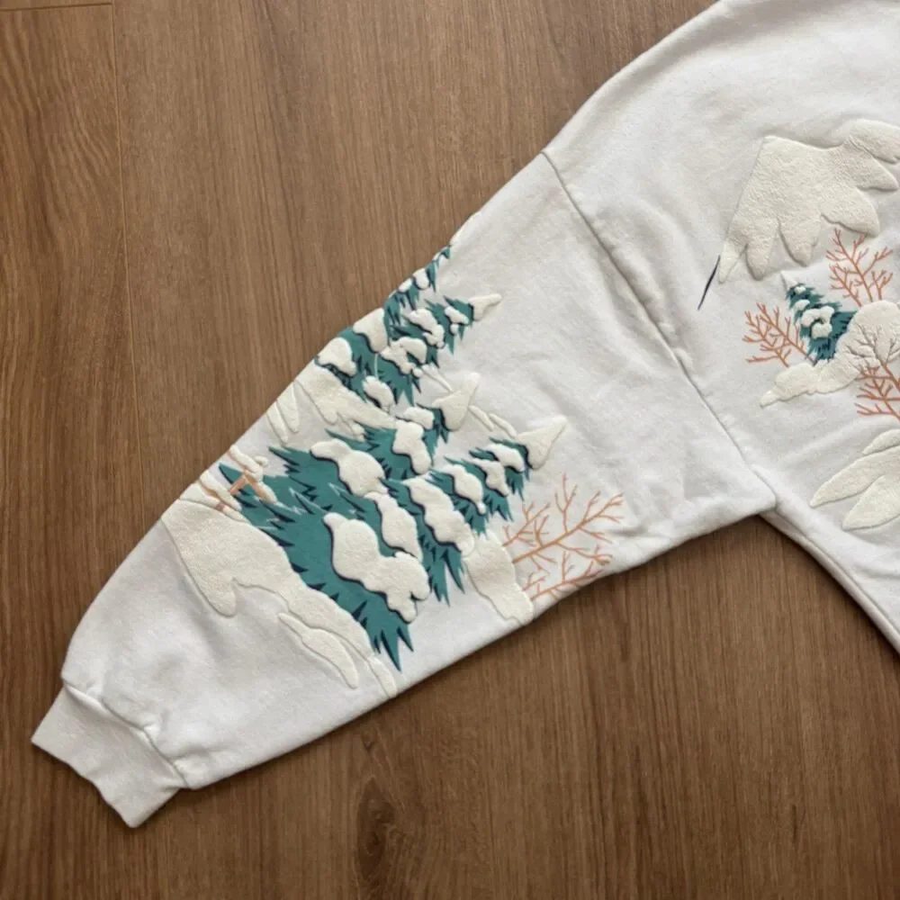 Vintage 90s Kodiak Alaska Puff Print Sweatshirt Scenic Cottage AOP USA Made OS